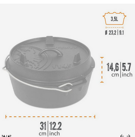 Żeliwny kociołek ft4,5 Petromax z płaskim dnem 3,5 litra